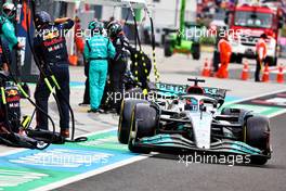 George Russell (GBR) Mercedes AMG F1 W13 makes a pit stop. 31.07.2022. Formula 1 World Championship, Rd 13, Hungarian Grand Prix, Budapest, Hungary, Race Day.