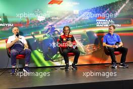 (L to R): Franz Tost (AUT) AlphaTauri Team Principal; Laurent Mekies (FRA) Ferrari Sporting Director; and Alan Permane (GBR) Alpine F1 Team Trackside Operations Director, in the FIA Press Conference. 30.07.2022. Formula 1 World Championship, Rd 13, Hungarian Grand Prix, Budapest, Hungary, Qualifying Day.