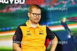 Andreas Seidl, McLaren Managing Director in the FIA Press Conference. 30.07.2022. Formula 1 World Championship, Rd 13, Hungarian Grand Prix, Budapest, Hungary, Qualifying Day.