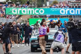 (L to R): Esteban Ocon (FRA) Alpine F1 Team and Fernando Alonso (ESP) Alpine F1 Team on the drivers parade. 31.07.2022. Formula 1 World Championship, Rd 13, Hungarian Grand Prix, Budapest, Hungary, Race Day.