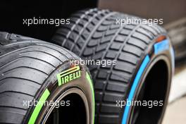 Pirelli intermediate and wet tyres. 31.07.2022. Formula 1 World Championship, Rd 13, Hungarian Grand Prix, Budapest, Hungary, Race Day.