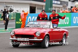 (L to R): Charles Leclerc (MON) Ferrari and team mate Carlos Sainz Jr (ESP) Ferrari on the drivers parade. 31.07.2022. Formula 1 World Championship, Rd 13, Hungarian Grand Prix, Budapest, Hungary, Race Day.