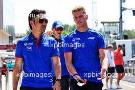 Mick Schumacher (GER) Haas F1 Team (Right) walks the circuit with Ayao Komatsu (JPN) Haas F1 Team Race Engineer. 28.07.2022. Formula 1 World Championship, Rd 13, Hungarian Grand Prix, Budapest, Hungary, Preparation Day.