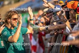 Sebastian Vettel (GER) Aston Martin F1 Team with fans. 28.07.2022. Formula 1 World Championship, Rd 13, Hungarian Grand Prix, Budapest, Hungary, Preparation Day.