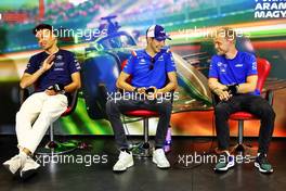 (L to R): Alexander Albon (THA) Williams Racing; Esteban Ocon (FRA) Alpine F1 Team; and Kevin Magnussen (DEN) Haas F1 Team, in the FIA Press Conference. 28.07.2022. Formula 1 World Championship, Rd 13, Hungarian Grand Prix, Budapest, Hungary, Preparation Day.