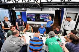 Fernando Alonso (ESP) Alpine F1 Team with the media. 28.07.2022. Formula 1 World Championship, Rd 13, Hungarian Grand Prix, Budapest, Hungary, Preparation Day.