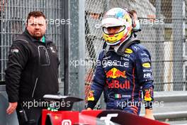 Sergio Perez (MEX) Red Bull Racing in qualifying parc ferme. 22.04.2022. Formula 1 World Championship, Rd 4, Emilia Romagna Grand Prix, Imola, Italy, Qualifying Day.