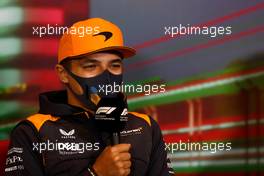 Lando Norris (GBR) McLaren in the FIA Press Conference. 22.04.2022. Formula 1 World Championship, Rd 4, Emilia Romagna Grand Prix, Imola, Italy, Qualifying Day.