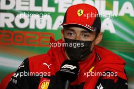 Charles Leclerc (MON) Ferrari in the FIA Press Conference. 22.04.2022. Formula 1 World Championship, Rd 4, Emilia Romagna Grand Prix, Imola, Italy, Qualifying Day.