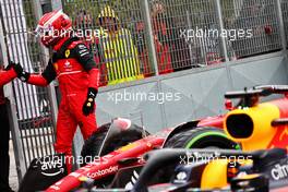 Charles Leclerc (MON) Ferrari celebrates his second position in qualifying parc ferme. 22.04.2022. Formula 1 World Championship, Rd 4, Emilia Romagna Grand Prix, Imola, Italy, Qualifying Day.