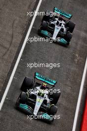 Lewis Hamilton (GBR) Mercedes AMG F1 W13 and team mate George Russell (GBR) Mercedes AMG F1 W13. 22.04.2022. Formula 1 World Championship, Rd 4, Emilia Romagna Grand Prix, Imola, Italy, Qualifying Day.