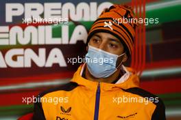 Daniel Ricciardo (AUS) McLaren in the FIA Press Conference. 22.04.2022. Formula 1 World Championship, Rd 4, Emilia Romagna Grand Prix, Imola, Italy, Qualifying Day.