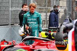 Sebastian Vettel (GER) Aston Martin F1 Team in qualifying parc ferme. 22.04.2022. Formula 1 World Championship, Rd 4, Emilia Romagna Grand Prix, Imola, Italy, Qualifying Day.