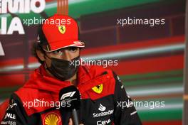 Carlos Sainz Jr (ESP) Ferrari in the FIA Press Conference. 22.04.2022. Formula 1 World Championship, Rd 4, Emilia Romagna Grand Prix, Imola, Italy, Qualifying Day.
