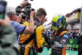 Lando Norris (GBR) McLaren celebrates his third position in parc ferme. 24.04.2022. Formula 1 World Championship, Rd 4, Emilia Romagna Grand Prix, Imola, Italy, Race Day.
