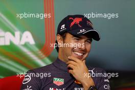 Sergio Perez (MEX) Red Bull Racing, in the post race FIA Press Conference. 24.04.2022. Formula 1 World Championship, Rd 4, Emilia Romagna Grand Prix, Imola, Italy, Race Day.