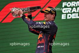 Race winner Max Verstappen (NLD) Red Bull Racing celebrates on the podium. 24.04.2022. Formula 1 World Championship, Rd 4, Emilia Romagna Grand Prix, Imola, Italy, Race Day.