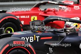 Max Verstappen (NLD) Red Bull Racing RB18 and Charles Leclerc (MON) Ferrari. 23.04.2022. Formula 1 World Championship, Rd 4, Emilia Romagna Grand Prix, Imola, Italy, Sprint Day.