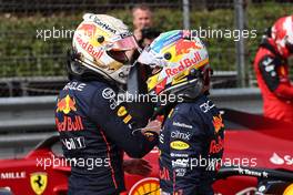 Max Verstappen (NLD) Red Bull Racing RB18 and Sergio Perez (MEX) Red Bull Racing RB18. 23.04.2022. Formula 1 World Championship, Rd 4, Emilia Romagna Grand Prix, Imola, Italy, Sprint Day.