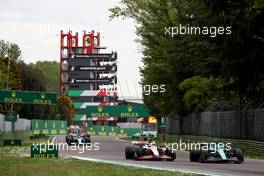 Mick Schumacher (GER) Haas VF-22 and Sebastian Vettel (GER) Aston Martin F1 Team AMR22 battle for position. 23.04.2022. Formula 1 World Championship, Rd 4, Emilia Romagna Grand Prix, Imola, Italy, Sprint Day.