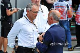 (L to R): Stefano Domenicali (ITA) Formula One President and CEO with Dr. Angelo Sticchi Damiani (ITA) Aci Csai President. 09.09.2022. Formula 1 World Championship, Rd 16, Italian Grand Prix, Monza, Italy, Practice Day.
