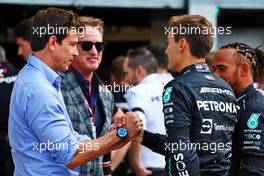 (L to R): Toto Wolff (GER) Mercedes AMG F1 Shareholder and Executive Director with George Russell (GBR) Mercedes AMG F1. 09.09.2022. Formula 1 World Championship, Rd 16, Italian Grand Prix, Monza, Italy, Practice Day.
