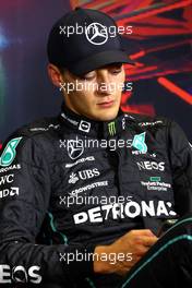 George Russell (GBR) Mercedes AMG F1 in the post race FIA Press Conference. 11.09.2022. Formula 1 World Championship, Rd 16, Italian Grand Prix, Monza, Italy, Race Day.