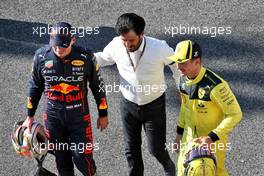 (L to R): Max Verstappen (NLD) Red Bull Racing with Mohammed Bin Sulayem (UAE) FIA President and Charles Leclerc (MON) Ferrari in qualifying parc ferme. 10.09.2022. Formula 1 World Championship, Rd 16, Italian Grand Prix, Monza, Italy, Qualifying Day.