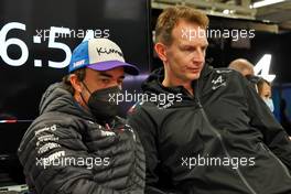 (L to R): Fernando Alonso (ESP) Alpine F1 Team with Laurent Rossi (FRA) Alpine Chief Executive Officer. 07.10.2022. Formula 1 World Championship, Rd 18, Japanese Grand Prix, Suzuka, Japan, Practice Day.