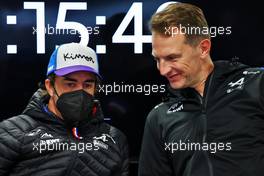 (L to R): Fernando Alonso (ESP) Alpine F1 Team with Laurent Rossi (FRA) Alpine Chief Executive Officer. 07.10.2022. Formula 1 World Championship, Rd 18, Japanese Grand Prix, Suzuka, Japan, Practice Day.