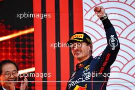 Race winner and World Champion Max Verstappen (NLD) Red Bull Racing celebrates on the podium. 09.10.2022. Formula 1 World Championship, Rd 18, Japanese Grand Prix, Suzuka, Japan, Race Day.