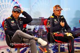 (L to R): Sergio Perez (MEX) Red Bull Racing and Max Verstappen (NLD) Red Bull Racing in the post race FIA Press Conference. 09.10.2022. Formula 1 World Championship, Rd 18, Japanese Grand Prix, Suzuka, Japan, Race Day.