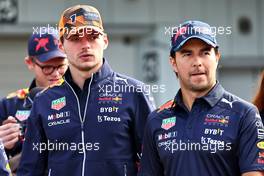(L to R): Max Verstappen (NLD) Red Bull Racing with team mate Sergio Perez (MEX) Red Bull Racing. 08.10.2022. Formula 1 World Championship, Rd 18, Japanese Grand Prix, Suzuka, Japan, Qualifying Day.