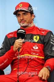 Carlos Sainz Jr (ESP) Ferrari in the post qualifying FIA Press Conference. 08.10.2022. Formula 1 World Championship, Rd 18, Japanese Grand Prix, Suzuka, Japan, Qualifying Day.