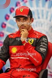 Charles Leclerc (MON) Ferrari in the post qualifying FIA Press Conference. 08.10.2022. Formula 1 World Championship, Rd 18, Japanese Grand Prix, Suzuka, Japan, Qualifying Day.