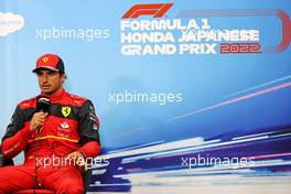 Carlos Sainz Jr (ESP) Ferrari in the post qualifying FIA Press Conference. 08.10.2022. Formula 1 World Championship, Rd 18, Japanese Grand Prix, Suzuka, Japan, Qualifying Day.