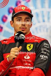 Charles Leclerc (MON) Ferrari in the post qualifying FIA Press Conference. 08.10.2022. Formula 1 World Championship, Rd 18, Japanese Grand Prix, Suzuka, Japan, Qualifying Day.
