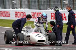 Takuma Sato (JPN) with a vintage Honda. 09.10.2022. Formula 1 World Championship, Rd 18, Japanese Grand Prix, Suzuka, Japan, Race Day.