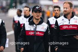 Guanyu Zhou (CHN) Alfa Romeo F1 Team walks the circuit with the team. 06.10.2022. Formula 1 World Championship, Rd 18, Japanese Grand Prix, Suzuka, Japan, Preparation Day.