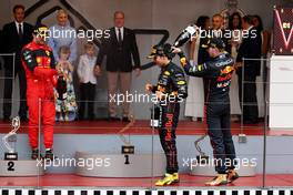 The podium (L to R): Carlos Sainz Jr (ESP) Ferrari, second; Sergio Perez (MEX) Red Bull Racing, race winner; Max Verstappen (NLD) Red Bull Racing, third. 29.05.2022. Formula 1 World Championship, Rd 7, Monaco Grand Prix, Monte Carlo, Monaco, Race Day.