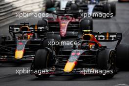 Race winner Sergio Perez (MEX) Red Bull Racing RB18 and Max Verstappen (NLD) Red Bull Racing RB18 at the end of the race. 29.05.2022. Formula 1 World Championship, Rd 7, Monaco Grand Prix, Monte Carlo, Monaco, Race Day.