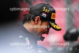 Race winner Sergio Perez (MEX) Red Bull Racing celebrates on the podium. 29.05.2022. Formula 1 World Championship, Rd 7, Monaco Grand Prix, Monte Carlo, Monaco, Race Day.