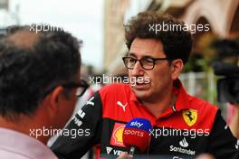 Mattia Binotto (ITA) Ferrari Team Principal with Ted Kravitz (GBR) Sky Sports Pitlane Reporter after the race. 29.05.2022. Formula 1 World Championship, Rd 7, Monaco Grand Prix, Monte Carlo, Monaco, Race Day.