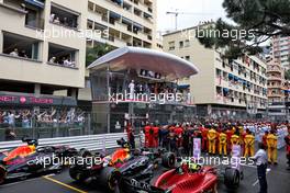 The podium (L to R): Christian Horner (GBR) Red Bull Racing Team Principal; Carlos Sainz Jr (ESP) Ferrari, second; Sergio Perez (MEX) Red Bull Racing, race winner; Max Verstappen (NLD) Red Bull Racing, third. 29.05.2022. Formula 1 World Championship, Rd 7, Monaco Grand Prix, Monte Carlo, Monaco, Race Day.