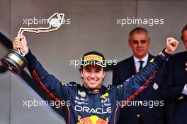 Race winner Carlos Sainz Jr (ESP) Ferrari celebrates on the podium. 29.05.2022. Formula 1 World Championship, Rd 7, Monaco Grand Prix, Monte Carlo, Monaco, Race Day.
