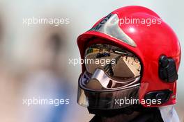 Nicholas Latifi (CDN) Williams Racing FW44 reflected in a fire marshal's helmet visor. 28.05.2022. Formula 1 World Championship, Rd 7, Monaco Grand Prix, Monte Carlo, Monaco, Qualifying Day.