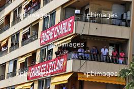 Circuit atmosphere - banner for Charles Leclerc (MON) Ferrari. 28.05.2022. Formula 1 World Championship, Rd 7, Monaco Grand Prix, Monte Carlo, Monaco, Qualifying Day.