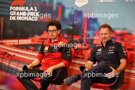 (L to R): Mattia Binotto (ITA) Ferrari Team Principal and Christian Horner (GBR) Red Bull Racing Team Principal in the FIA Press Conference. 28.05.2022. Formula 1 World Championship, Rd 7, Monaco Grand Prix, Monte Carlo, Monaco, Qualifying Day.