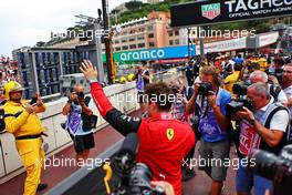 Charles Leclerc (MON) Ferrari celebrates his pole position in qualifying parc ferme. 28.05.2022. Formula 1 World Championship, Rd 7, Monaco Grand Prix, Monte Carlo, Monaco, Qualifying Day.