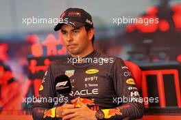 Sergio Perez (MEX) Red Bull Racing, in the post qualifying FIA Press Conference. 28.05.2022. Formula 1 World Championship, Rd 7, Monaco Grand Prix, Monte Carlo, Monaco, Qualifying Day.